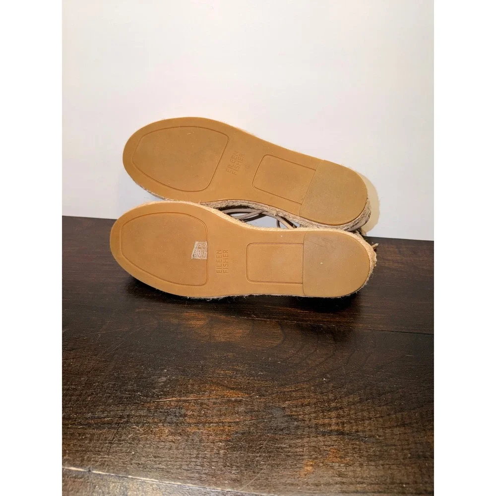 Eileen Fisher Nude‎ Leather Lace Up Espadrille Flats Women's Sz 6
